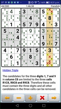 Sudoku Hidden Triples example