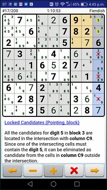 Sudoku Locked Candidates claiming column example