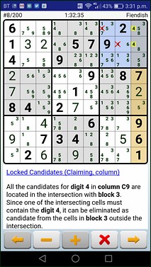 Sudoku Locked Candidates pointing block example