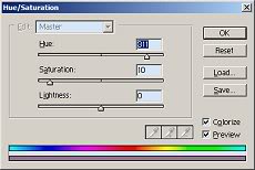 Hue/Adjustment dialog
