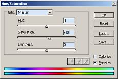 hue / saturation dialog box